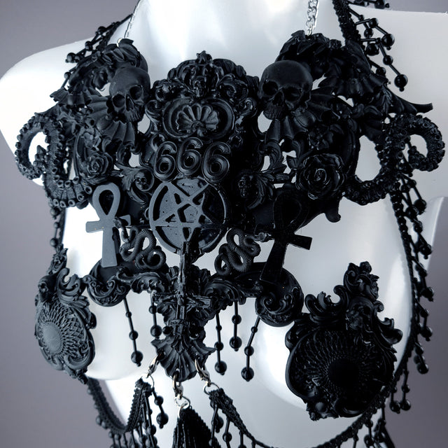 "Devil in Disguise" Black Filigree Harness Body Jewellery & Pasties.