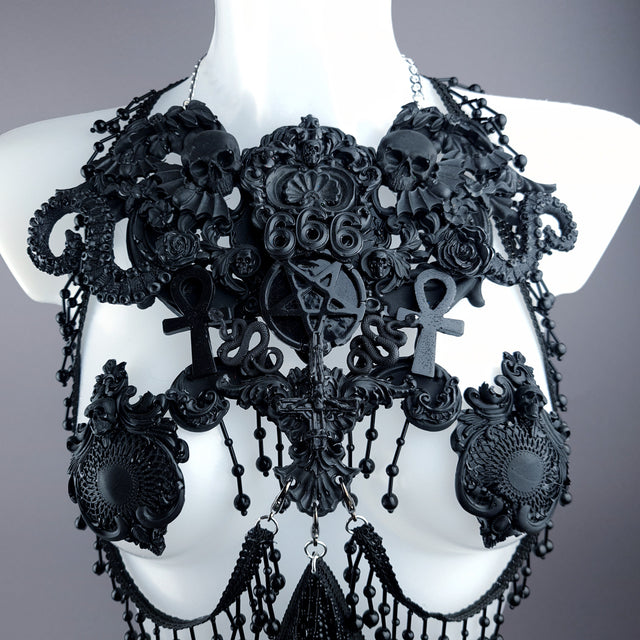 "Devil in Disguise" Black Filigree Harness Body Jewellery & Pasties.