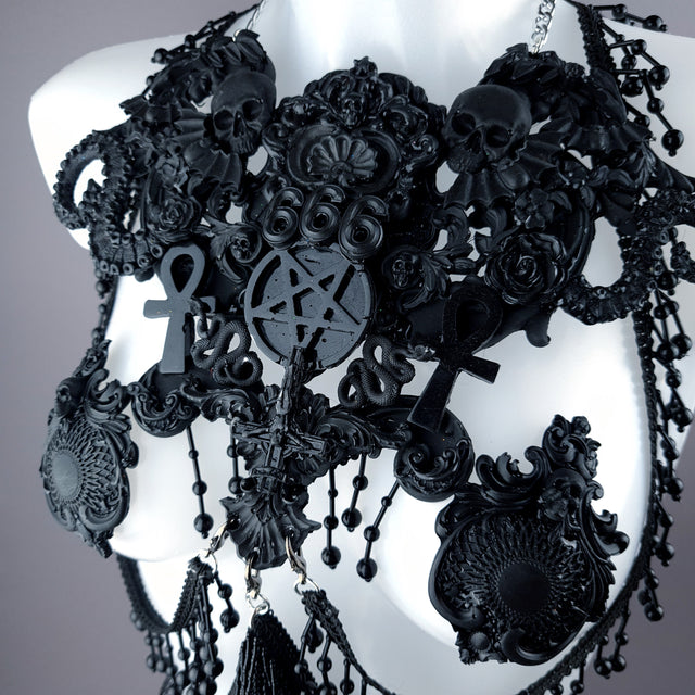 "Devil in Disguise" Black Filigree Harness Body Jewellery & Pasties.