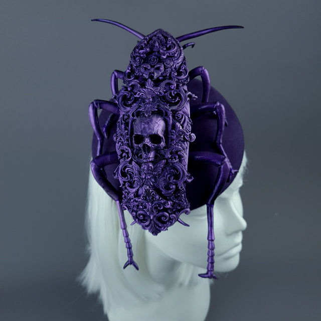 "Purple People Eater" Giant Filigree Cockroach Fascinator Hat