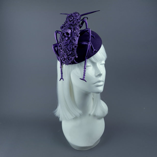 "Purple People Eater" Giant Filigree Cockroach Fascinator Hat