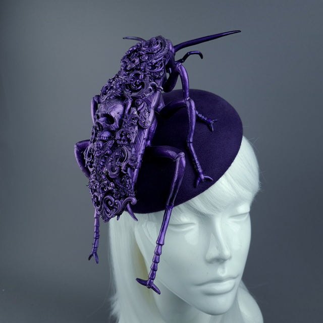 "Purple People Eater" Giant Filigree Cockroach Fascinator Hat