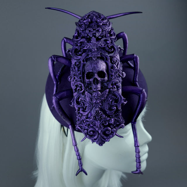 "Purple People Eater" Giant Filigree Cockroach Fascinator Hat