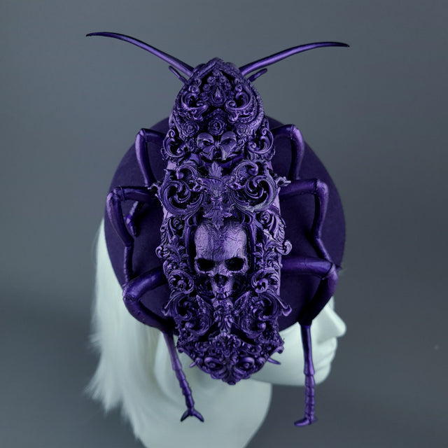 "Purple People Eater" Giant Filigree Cockroach Fascinator Hat