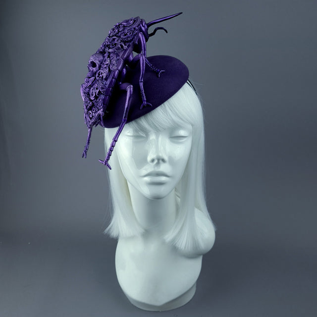 "Purple People Eater" Giant Filigree Cockroach Fascinator Hat