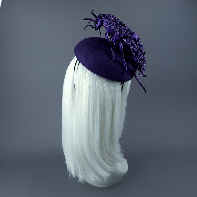 "Purple People Eater" Giant Filigree Cockroach Fascinator Hat