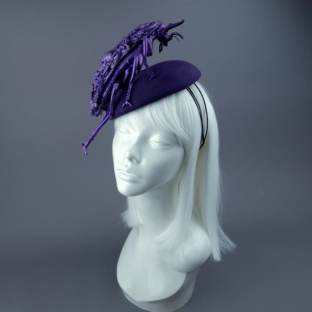 "Purple People Eater" Giant Filigree Cockroach Fascinator Hat