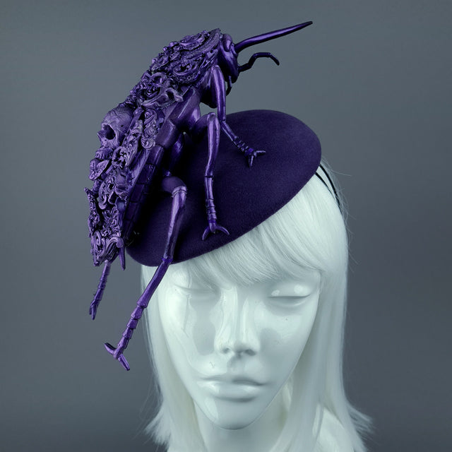 "Purple People Eater" Giant Filigree Cockroach Fascinator Hat