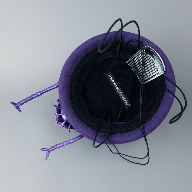 "Purple People Eater" Giant Filigree Cockroach Fascinator Hat