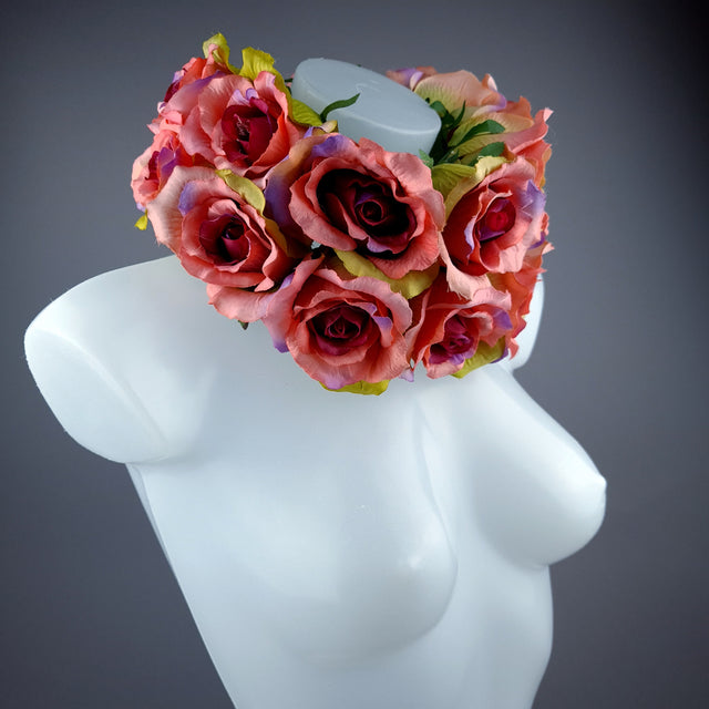 "Embrace" Pink Rose Collar Neckpiece