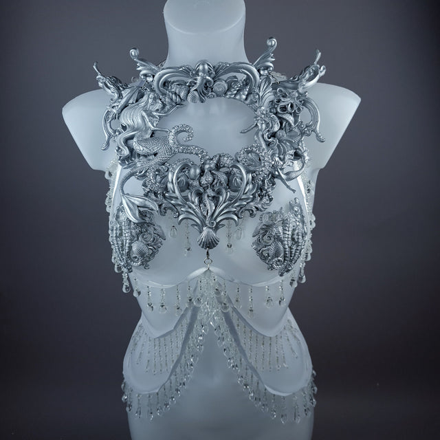"Aquata: Silver Mermaid Filigree Harness Body Jewellery & Pasties