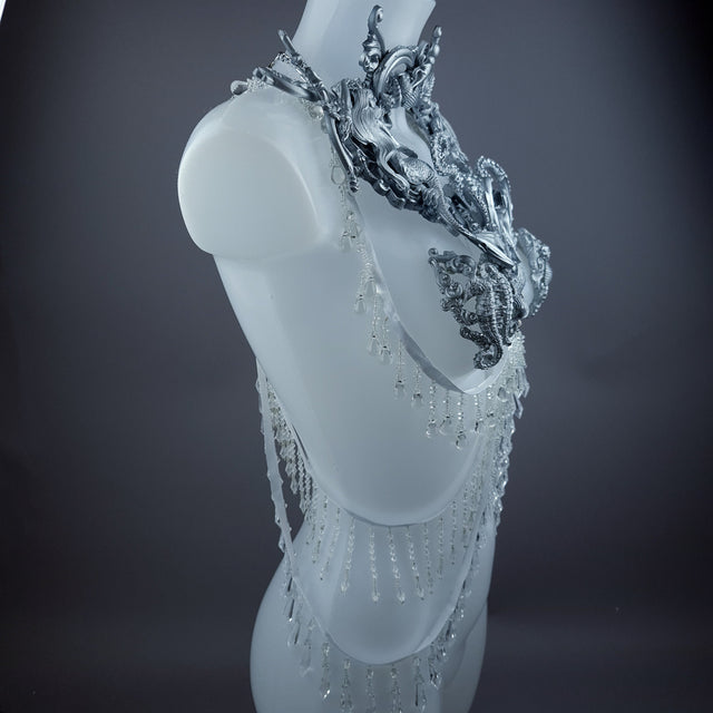 "Aquata: Silver Mermaid Filigree Harness Body Jewellery & Pasties