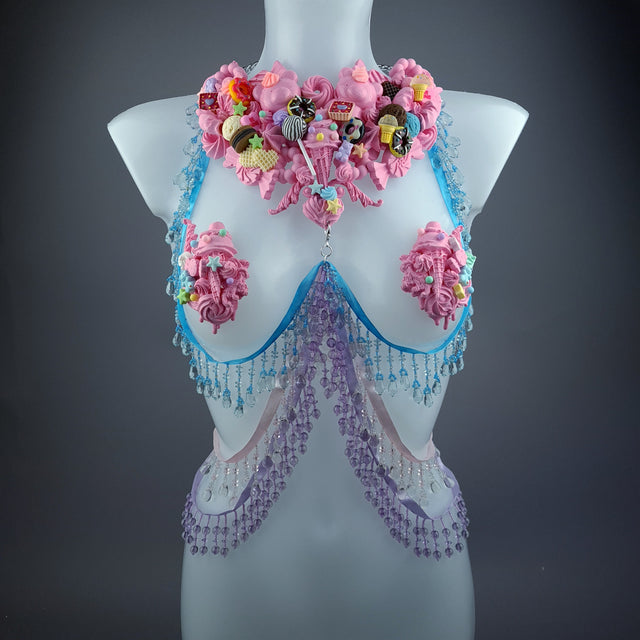 "Tootsie" Pink Cake Harness Body Jewellery & Pasties