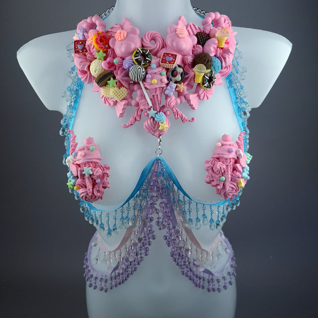 "Tootsie" Pink Cake Harness Body Jewellery & Pasties