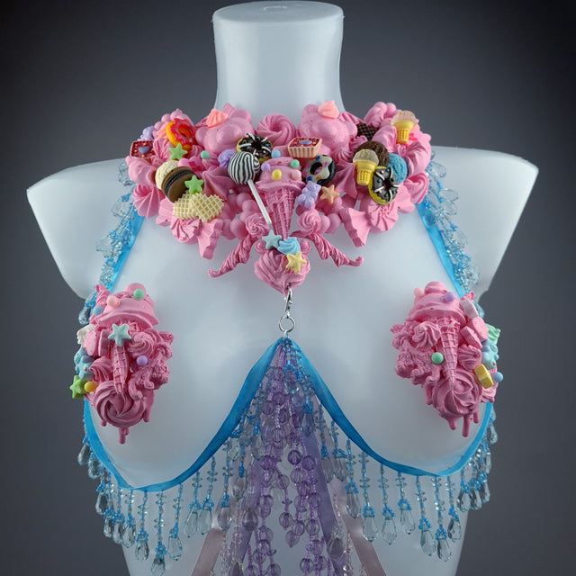 "Tootsie" Pink Cake Harness Body Jewellery & Pasties