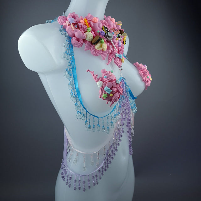 "Tootsie" Pink Cake Harness Body Jewellery & Pasties