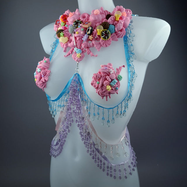 "Tootsie" Pink Cake Harness Body Jewellery & Pasties
