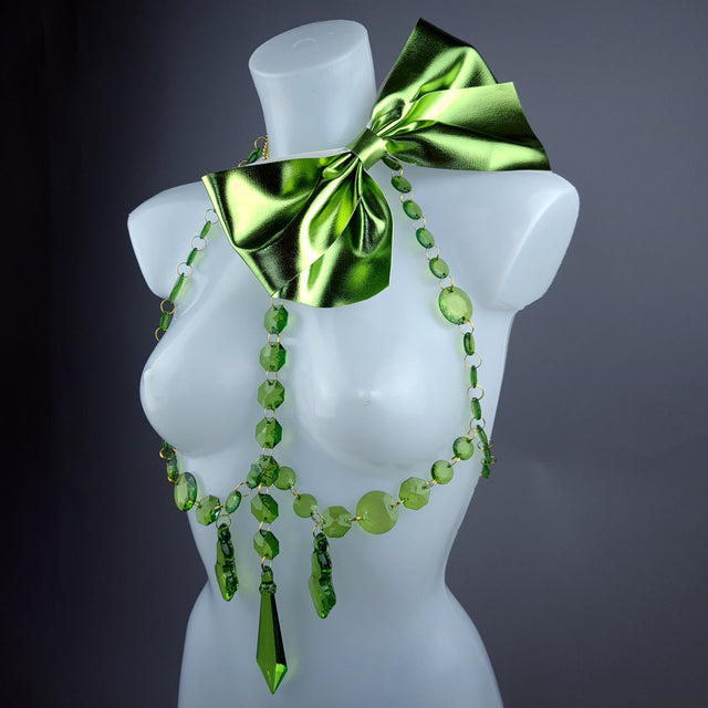 "Isidore" Green Bow & Jewel Present Harness