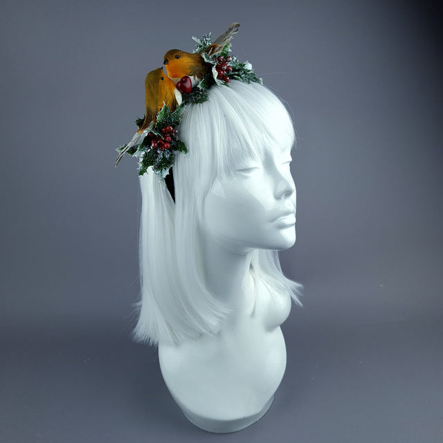 "Robby" Robin Bird Glitter Holly Headband