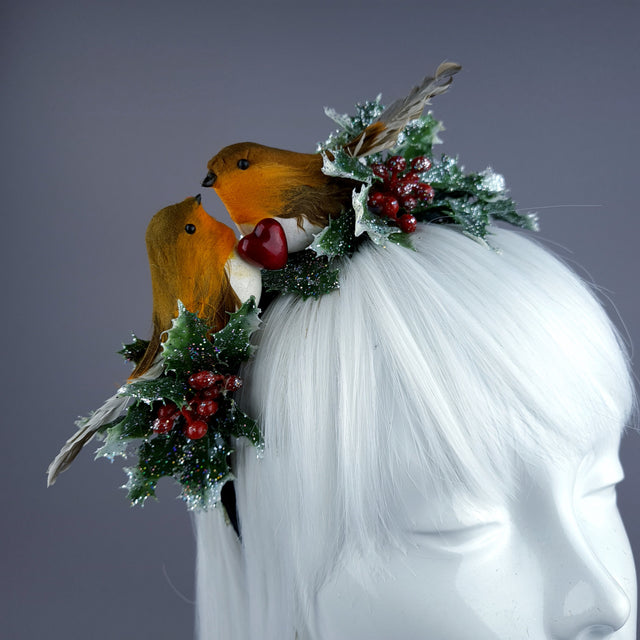 "Robby" Robin Bird Glitter Holly Headband