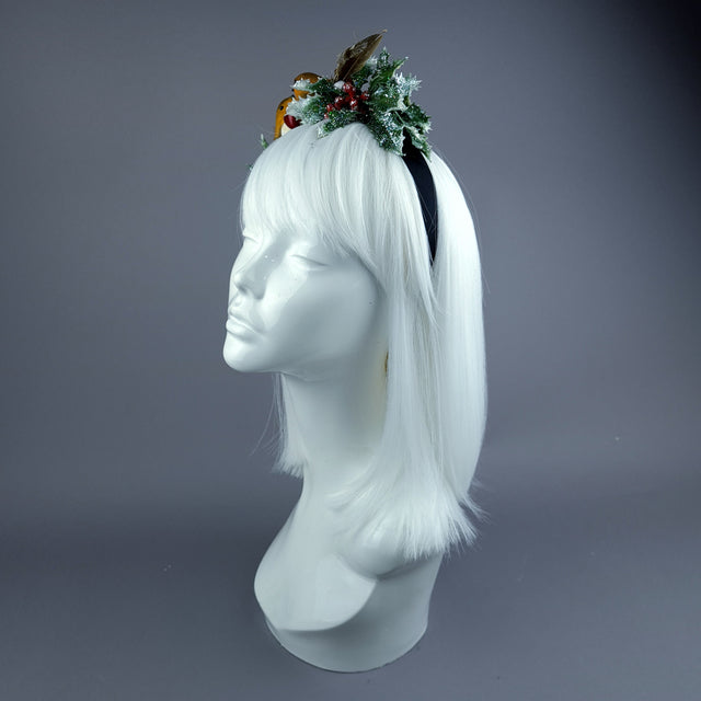 "Robby" Robin Bird Glitter Holly Headband