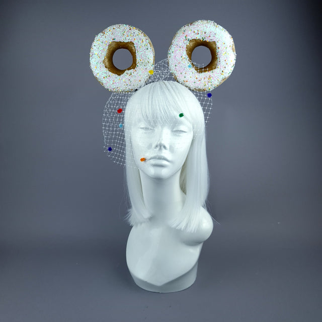 "Donut you want me Baby" Ear Veil Headdress - White