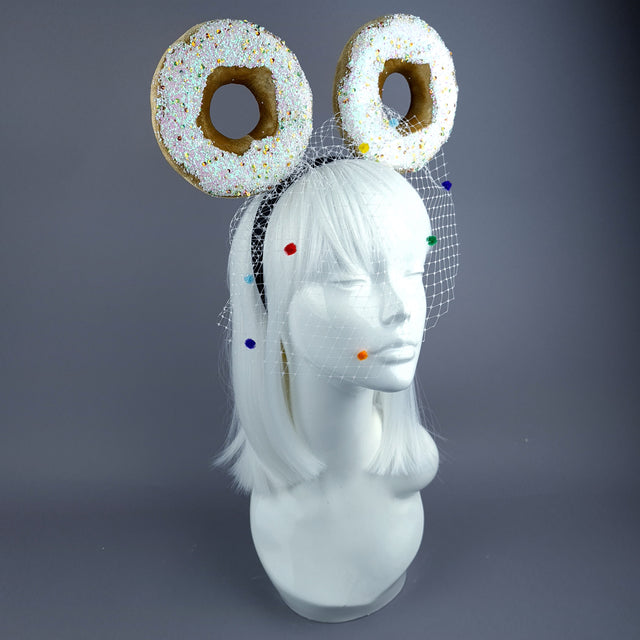 "Donut you want me Baby" Ear Veil Headdress - White