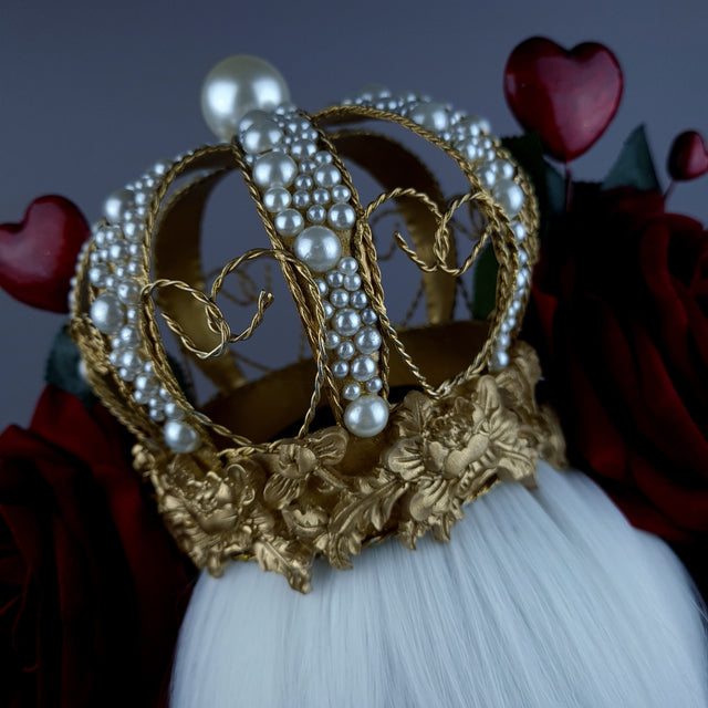 "Elatha" Red Rose & Crown Headdress