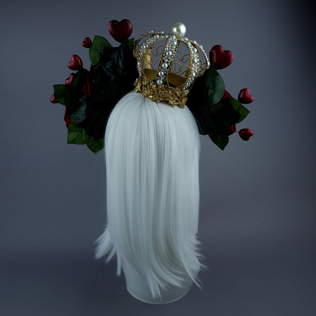 "Elatha" Red Rose & Crown Headdress