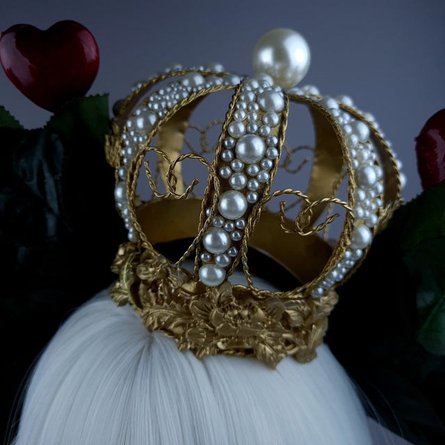 "Elatha" Red Rose & Crown Headdress