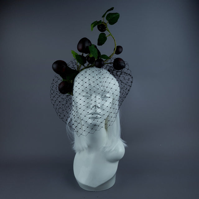 "Styx" Plum Fruit Veil Headdress