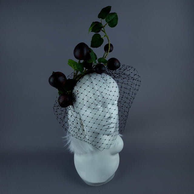 "Styx" Plum Fruit Veil Headdress