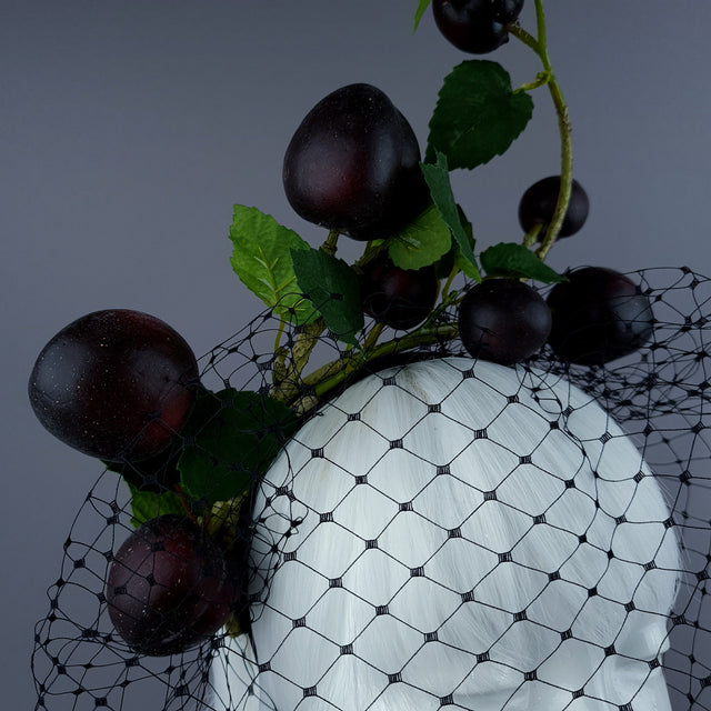 "Styx" Plum Fruit Veil Headdress