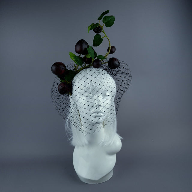 "Styx" Plum Fruit Veil Headdress
