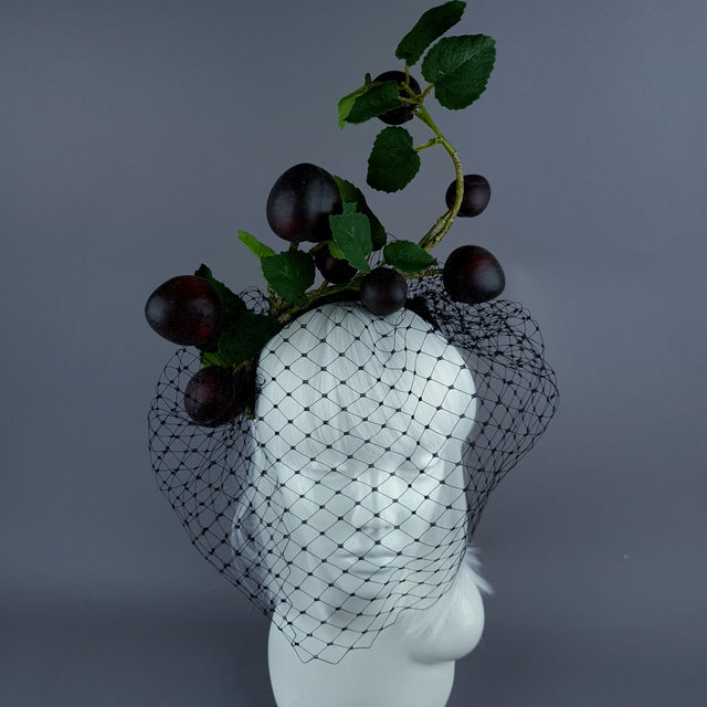 "Styx" Plum Fruit Veil Headdress