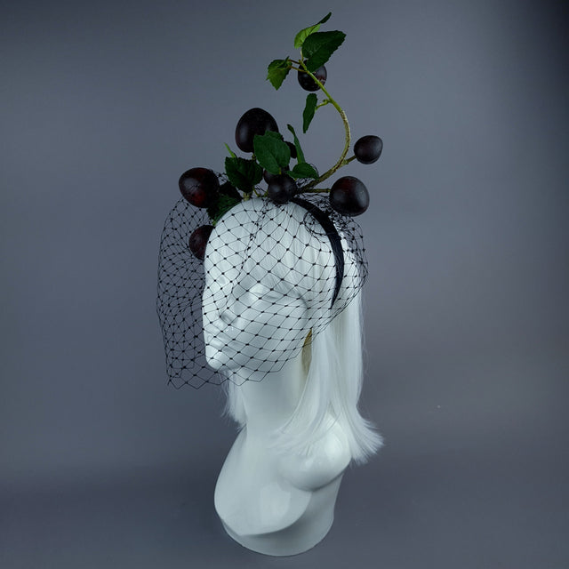 "Styx" Plum Fruit Veil Headdress