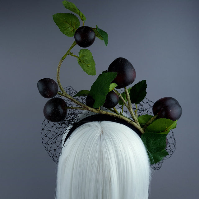 "Styx" Plum Fruit Veil Headdress