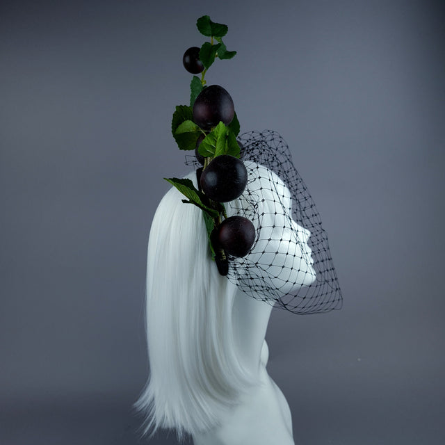 "Styx" Plum Fruit Veil Headdress