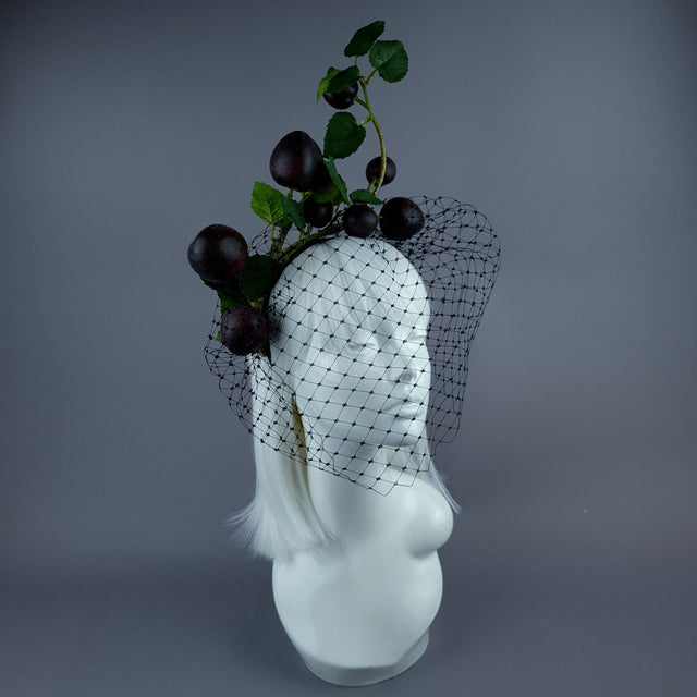 "Styx" Plum Fruit Veil Headdress