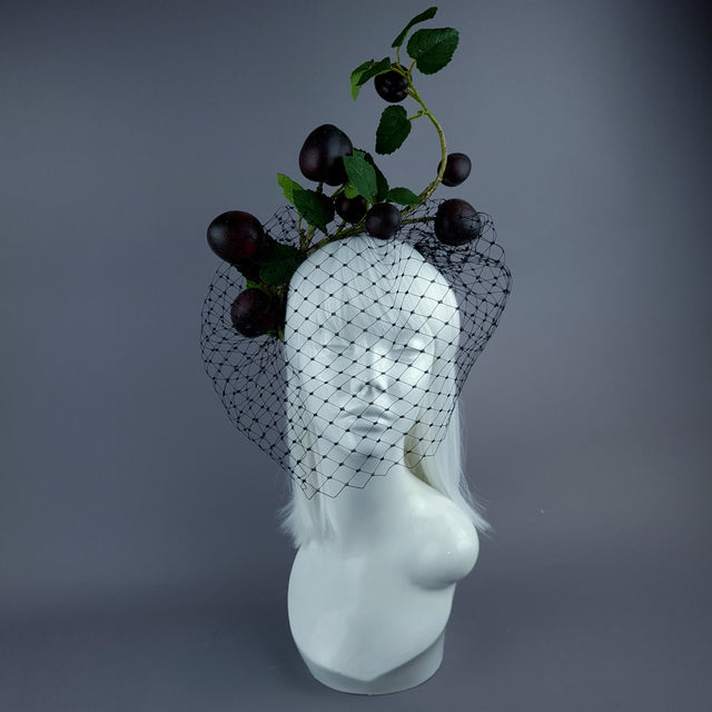 "Styx" Plum Fruit Veil Headdress