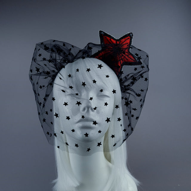 "Kokabiel" Red & Black Star Veil Headdress