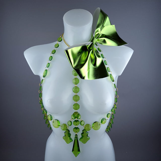 "Isidore" Green Bow & Jewel Present Harness