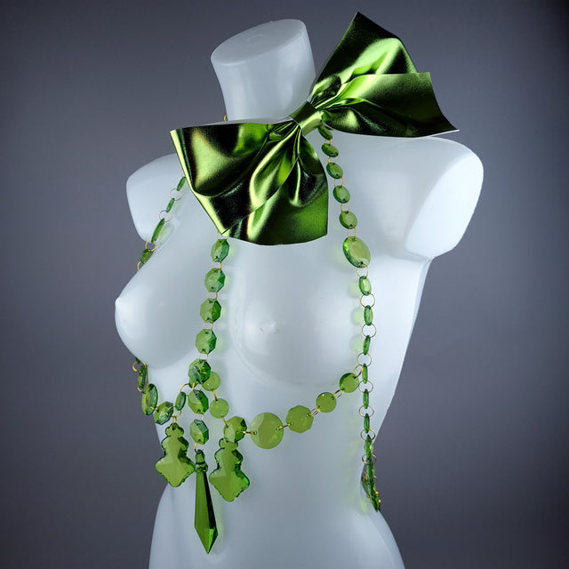 "Isidore" Green Bow & Jewel Present Harness