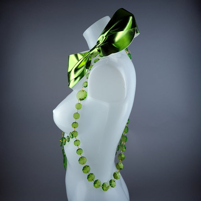 "Isidore" Green Bow & Jewel Present Harness