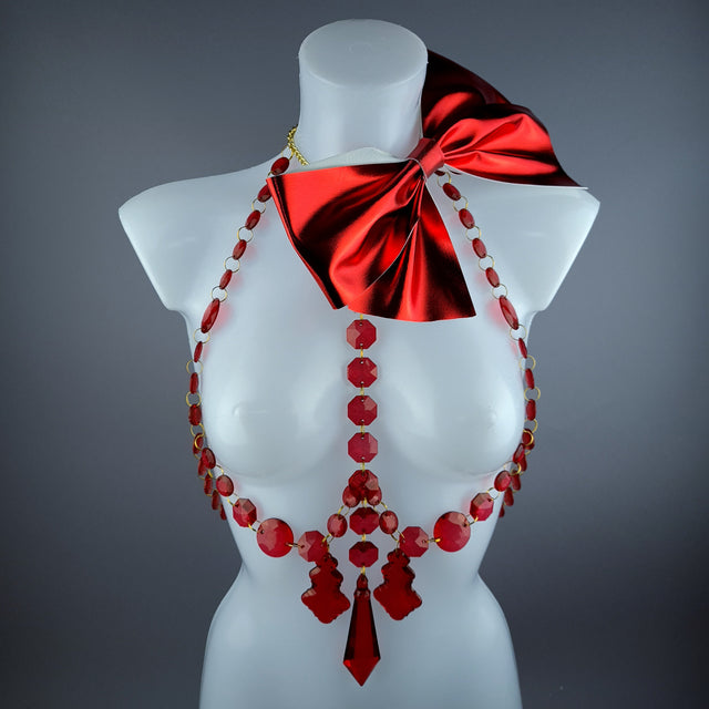 "Isidore" Red Bow & Jewel Present Harness