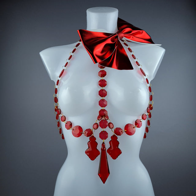 "Isidore" Red Bow & Jewel Present Harness