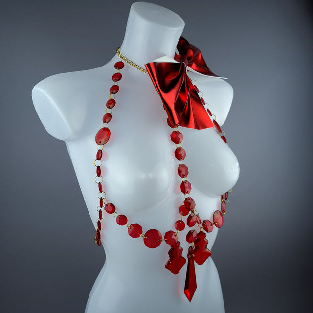 "Isidore" Red Bow & Jewel Present Harness