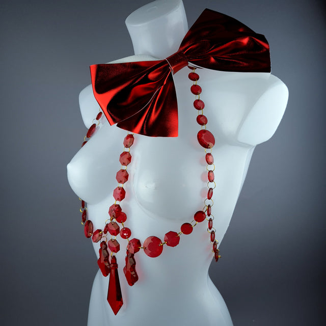 "Isidore" Red Bow & Jewel Present Harness