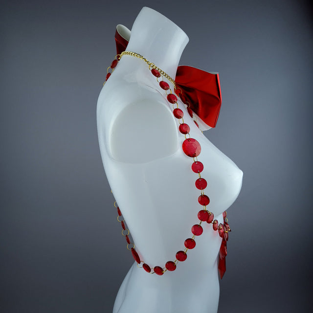 "Isidore" Red Bow & Jewel Present Harness