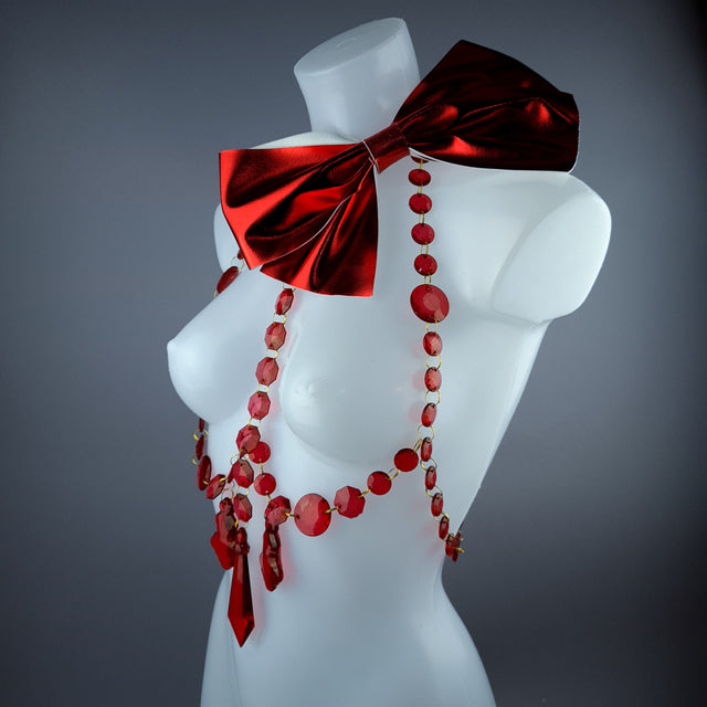 "Isidore" Red Bow & Jewel Present Harness